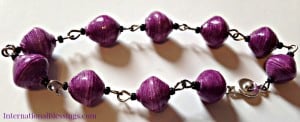 purple paper bead link bracelet
