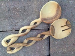 Handcarved salad tongs